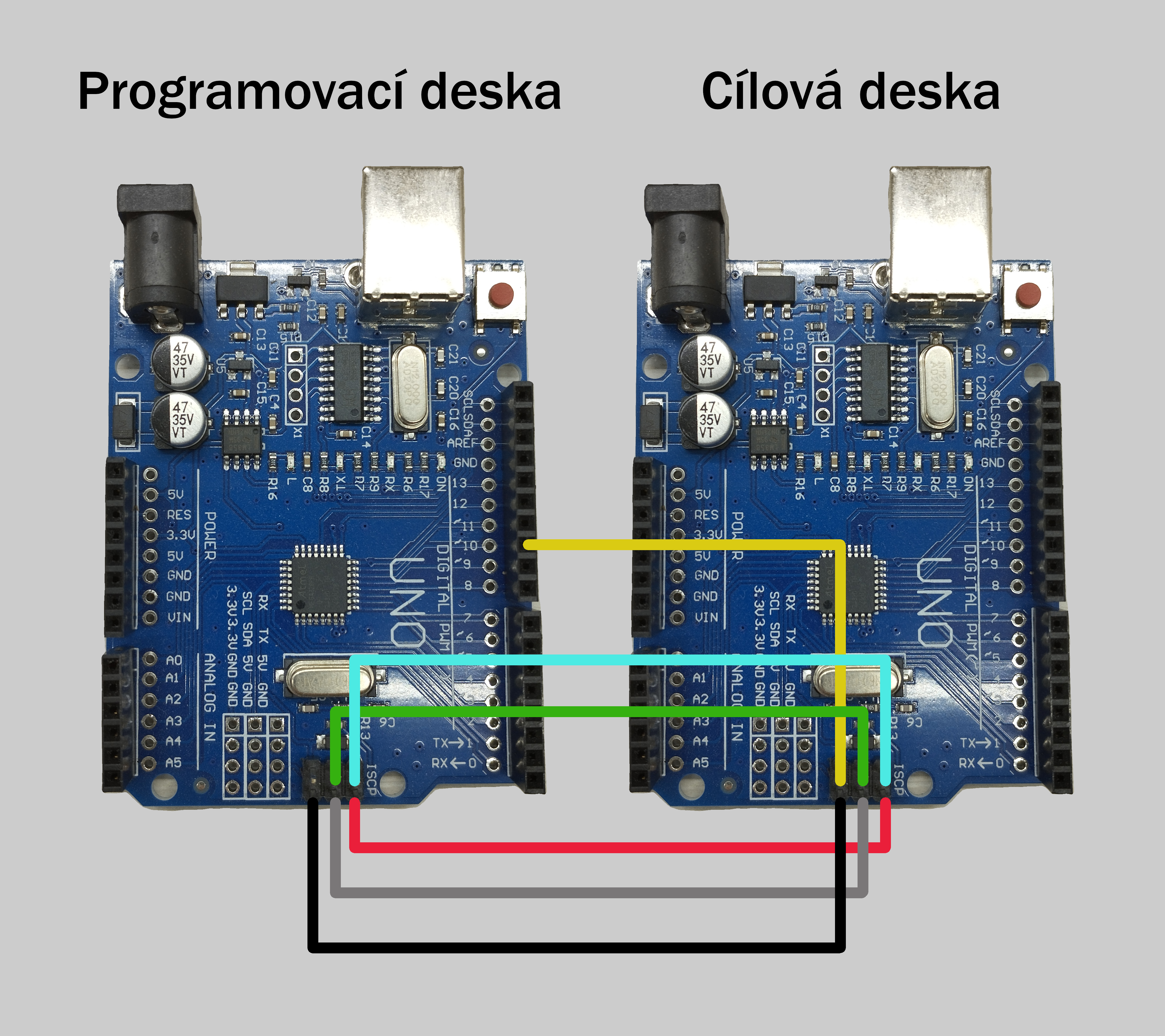 Propojení desek Arduino přes ICSP header